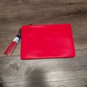 🌹 Red Leather SAKS FIFTH AVENUE Saks Fifth Avenue Tasseled Clutch